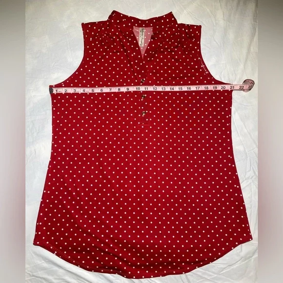 Womens PerSeption Concept Sleeveless Top- Size XL- Red w/Polka Dots- EUC - Picture 8 of 8